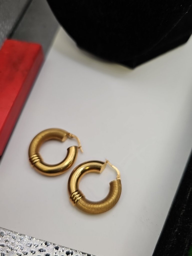 Earrings Pierced Hoops 14kt Signed Italy Vtg